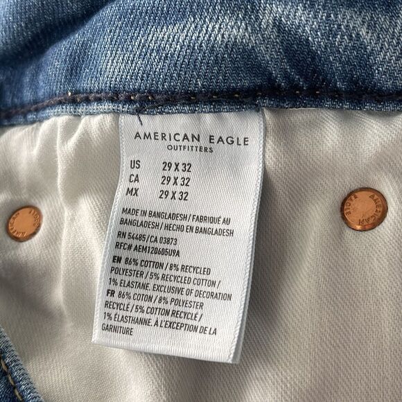American Eagle Mens SZ 29x32 Athletic Fit Jeans Airflex+ Distressed Pockets Blue - Picture 11 of 12